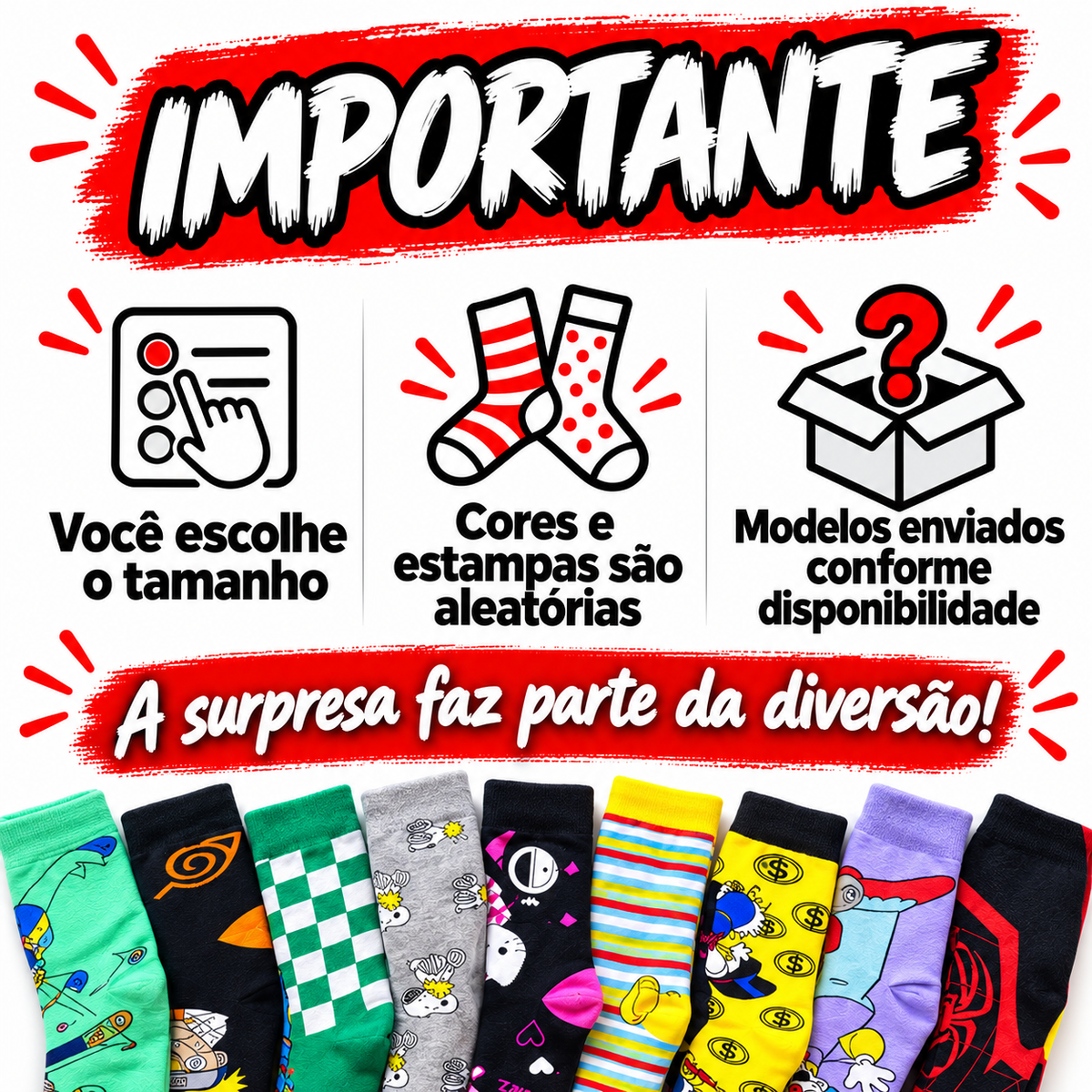 KIT MEIAS MALUCAS - 4 PARES SURPRESA