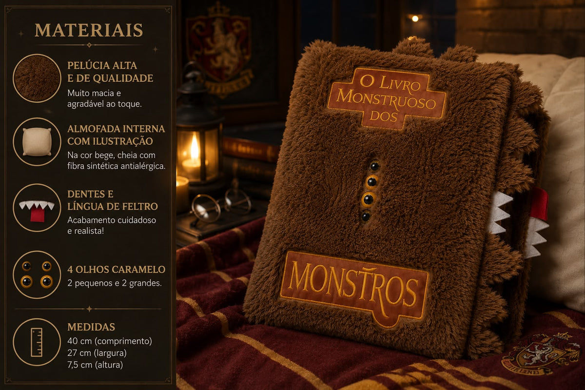 ALMOFADA LIVRO MONSTRUOSO DOS MONSTROS 40CM - HARRY POTTER