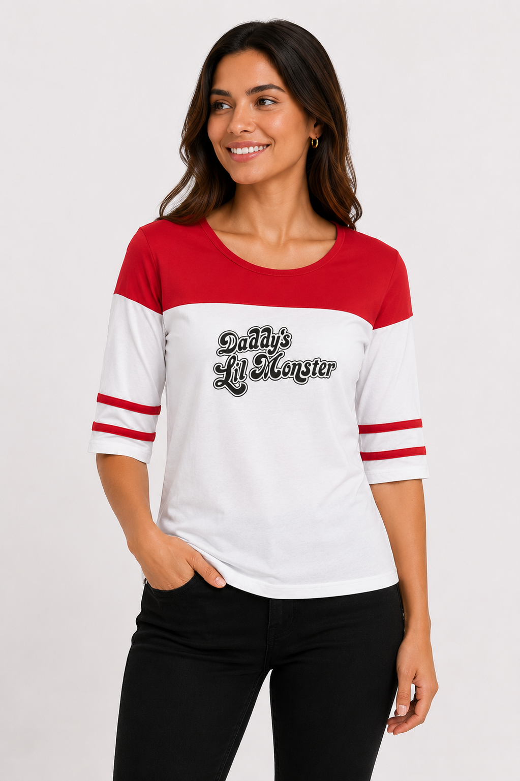 CAMISETA ARLEQUINA MANGA 3/4 - 100% ALGODÃO