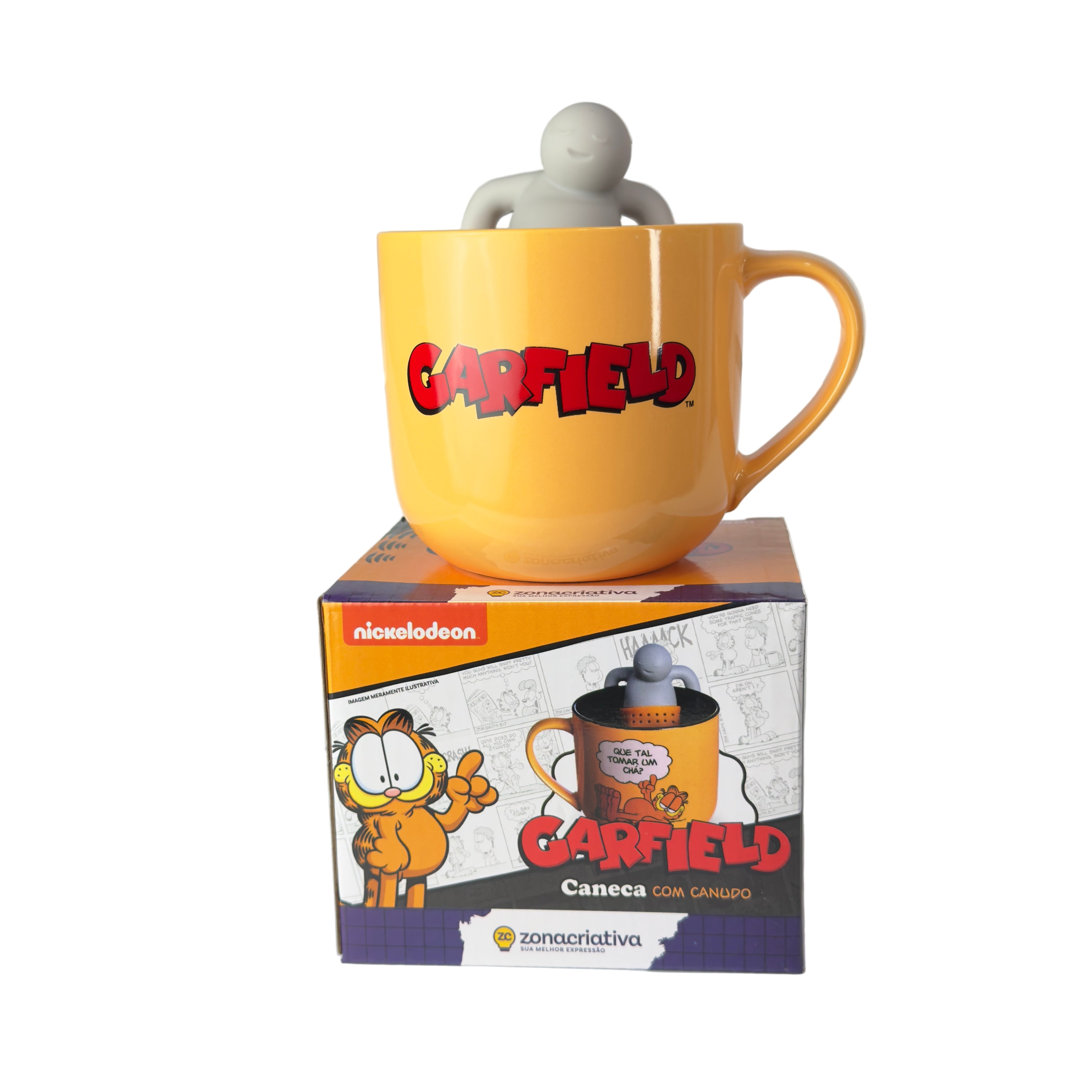 CANECA GARFIELD 400ML COM DIFUSOR DE CHÁ - ZONACRIATIVA