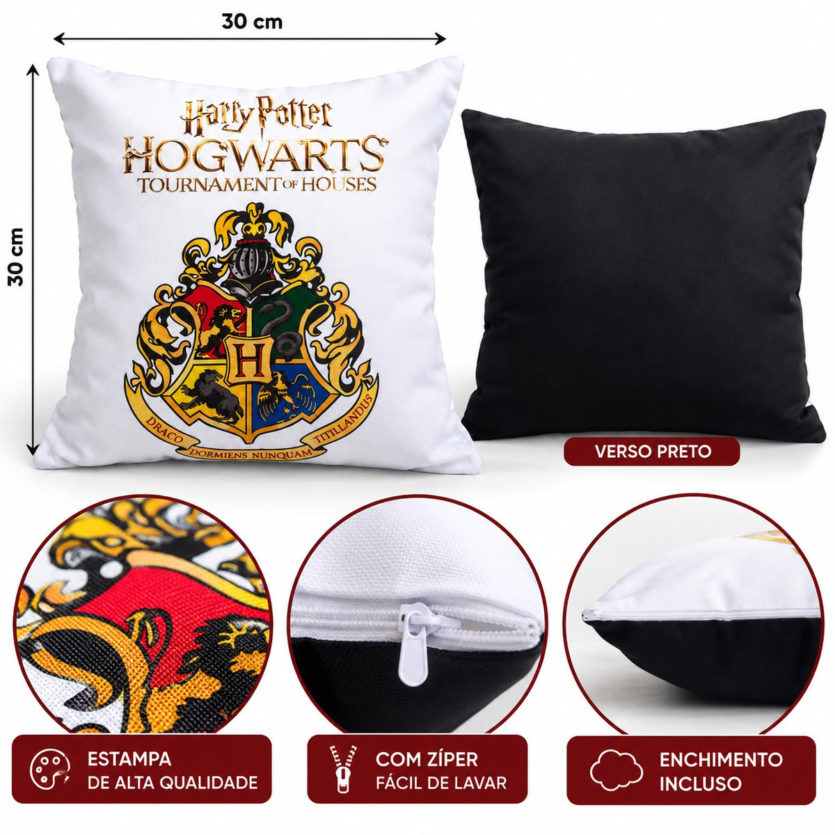 KIT COM 3 ALMOFADAS HOGWARTS - HARRY POTTER