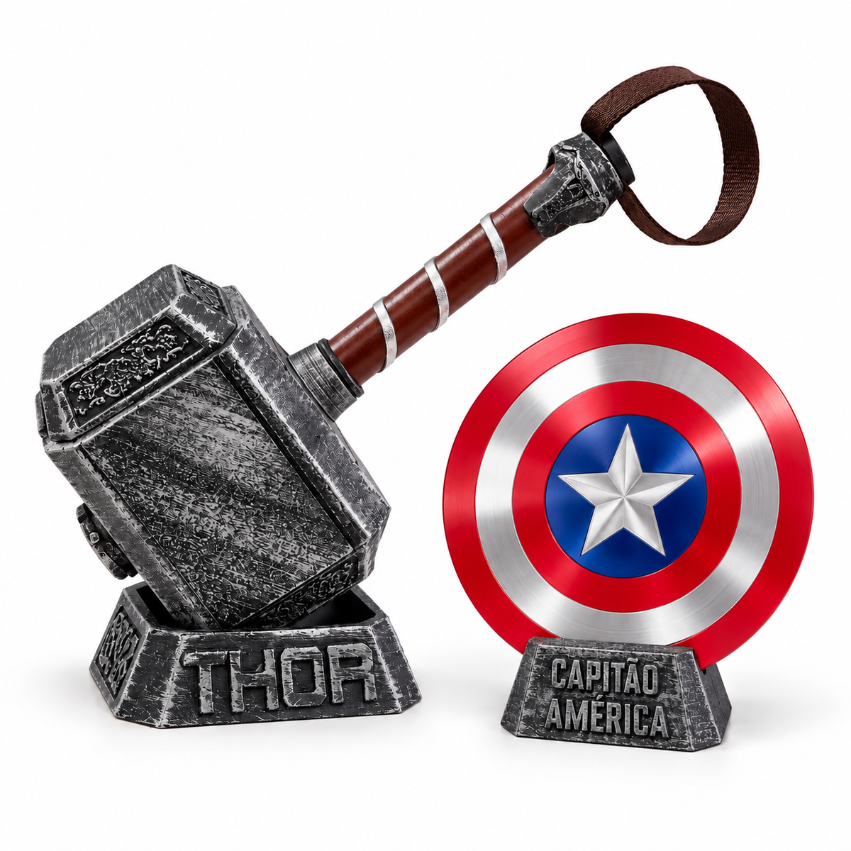 Kit Premium Martelo Do Thor E Escudo Do Capitão América 30cm - Marvel