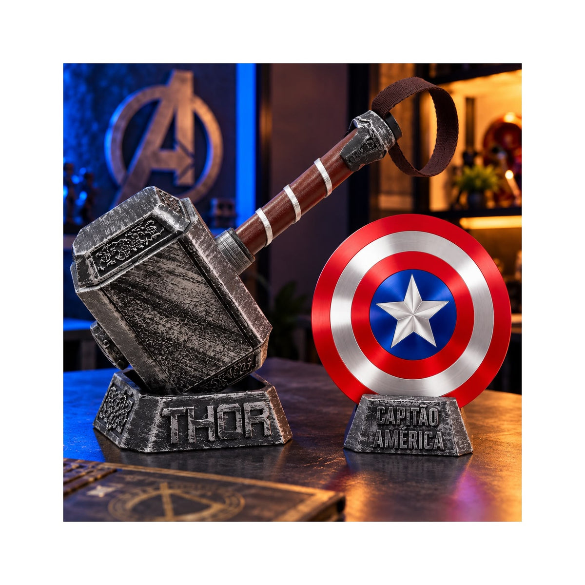 Kit Premium Martelo Do Thor E Escudo Do Capitão América 30cm - Marvel